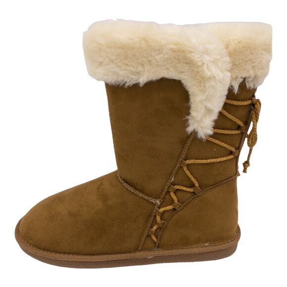 Lamo Shoes - Apres Lamo Chestnut brown Faux Fur Trim Terrace Lace Accent Winter Boots 9